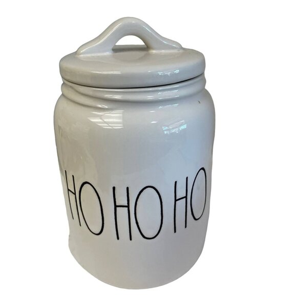 RAE Dunn HoHoHo CANNISTER White Christmas Holiday Decor Artisan Collection 7 1/2 - Picture 1 of 6
